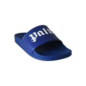 Palm Angels Logo-Print Sliders Blue